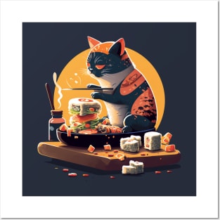 Cat's Sushi Feast Posters and Art